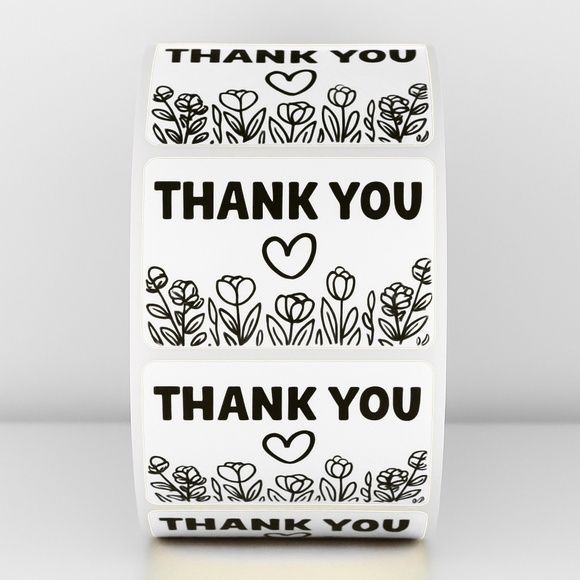 Thank You Stickers – Green Floral Design – Small Business Packaging Labels NEW - Picture 9 of 9